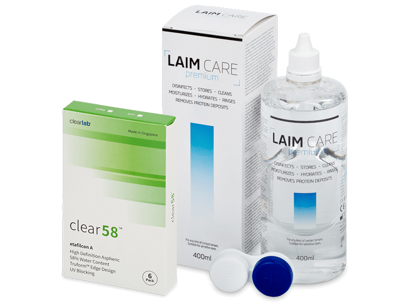 Clear 58 (6 čoček) + roztok Laim Care 400 ml
