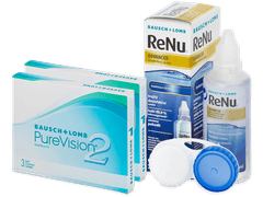 PureVision 2 (2x 3 čočky) + roztok ReNu Advanced 60 ml ZDARMA